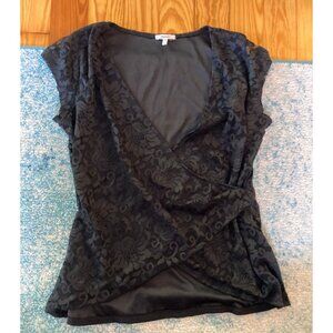 **SOLD** maurices Black Lace Draped Wrap Blouse Shirt